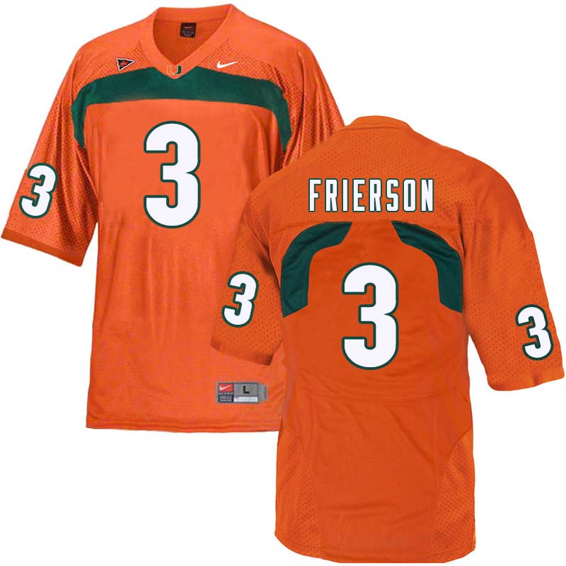 Nike Miami Hurricanes #3 Gilbert Frierson College Football Jerseys Sale-Orange